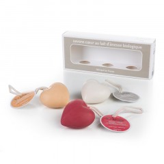 Coffret cadeau Savons Cœurs au lait d'ânesse biologique 100 g