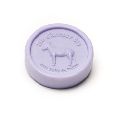 Savon rond sans huile de palme au lait d\'ânesse biologique Lavande 100g