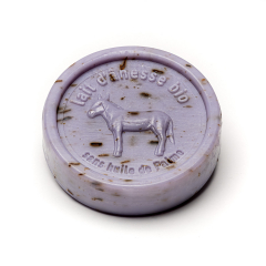 Savon rond exfoliant au lait d'ânesse biologique Lavande 100g Au Pays des Ânes