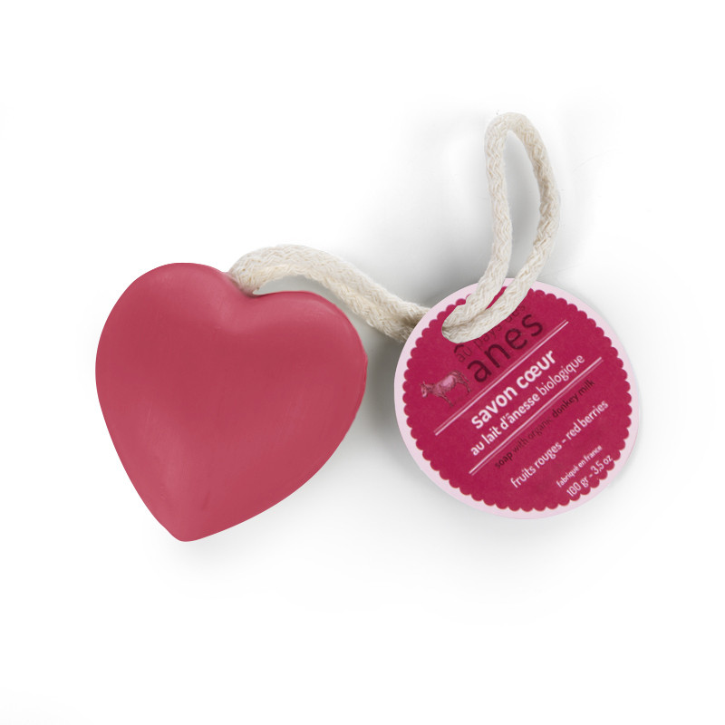 Savon cœur au lait d\'ânesse biologique Fruits Rouges 100 g