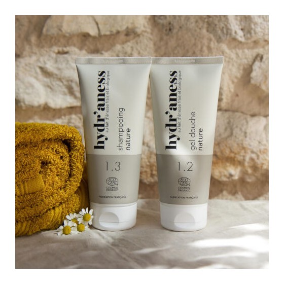 Pack cosmétiques bio gel douche et shampoing nature Hydr'aness
