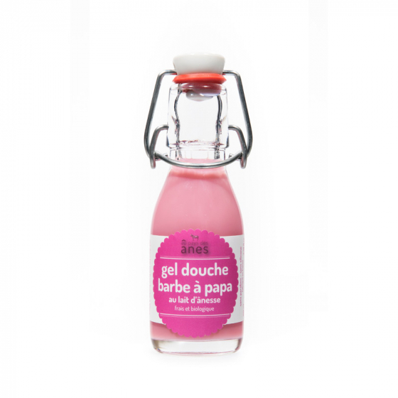 Gel douche limonade au lait d'ânesse frais et biologique Barbe à Papa 100 ml Gel douche limonade au lait d'ânesse frais et biologique Barbe à Papa 100 ml