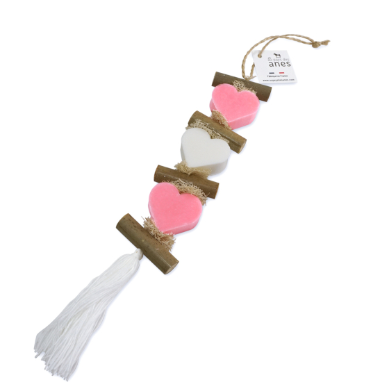Guirlande de savons parfumés bergamote et rose - 2 savons cœur Guirlande de savons parfumés bergamote et rose - 2 savons cœur