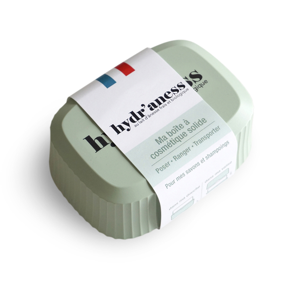 Boite à savon de voyage en bouchons recyclés verte Hydr'aness