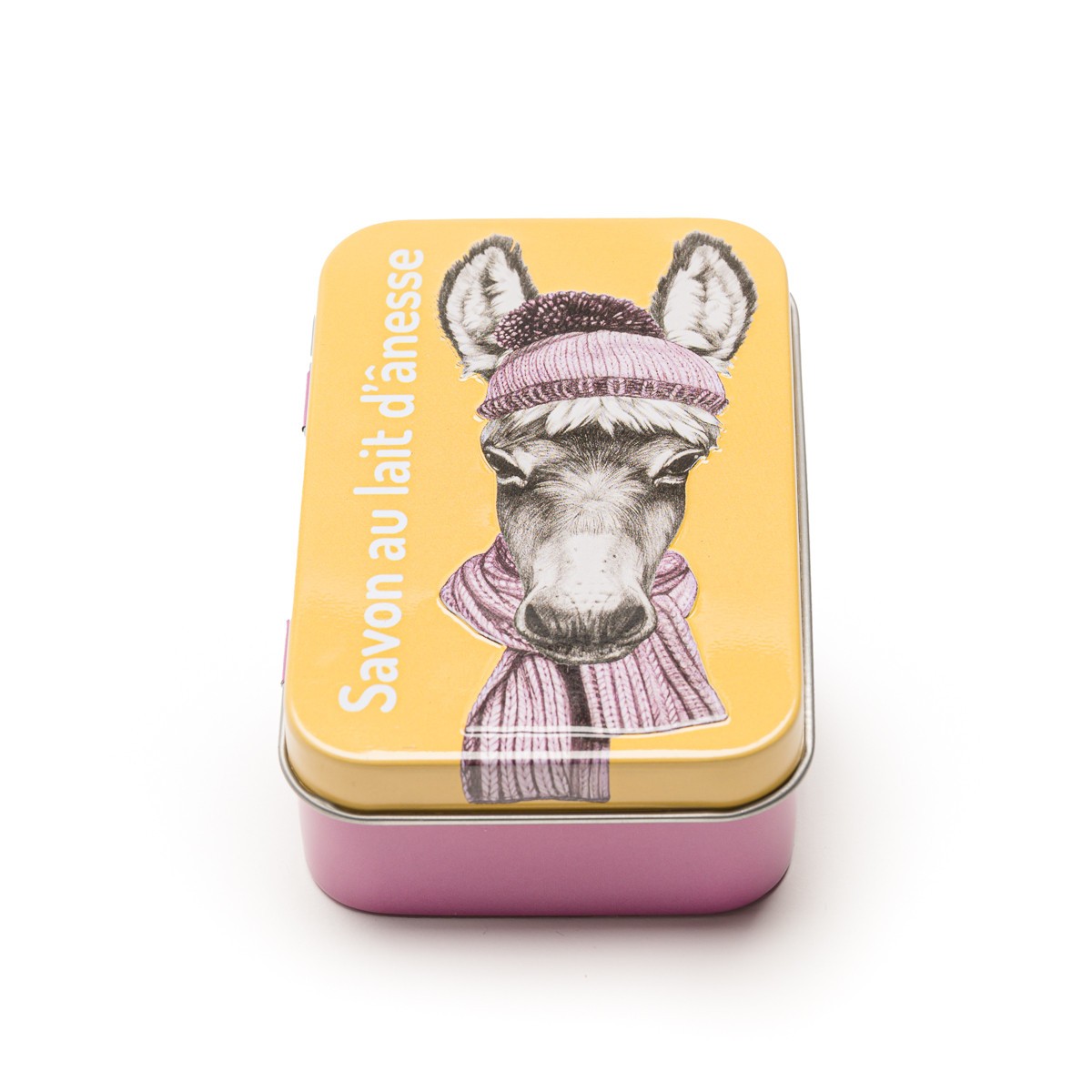 Boite à savon Au Pays des Ânes jaune et rose - Carton de 12
