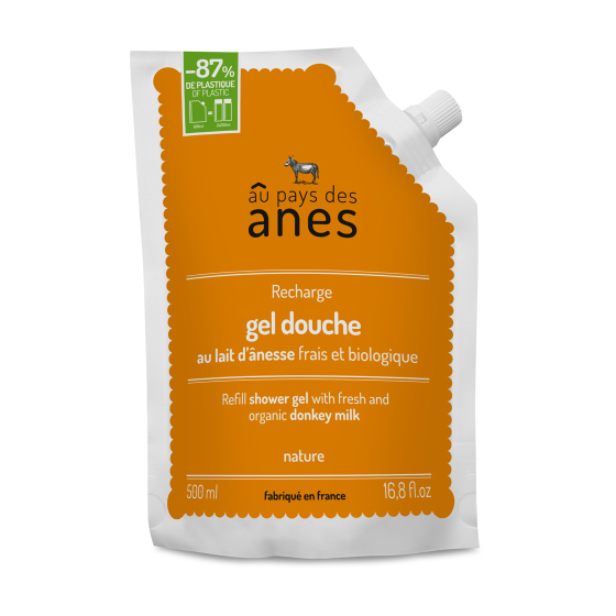 Recharge gel douche au lait d'ânesse frais et bio 500ml - Carton de 8 Recharge gel douche au lait d'ânesse frais et bio 500ml - Carton de 8
