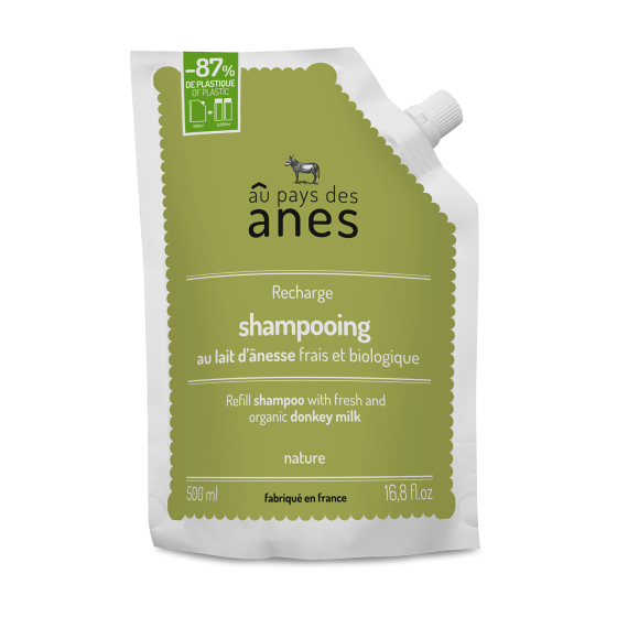 Recharge shampoing au lait d'ânesse frais et bio 500ml - Carton de 8