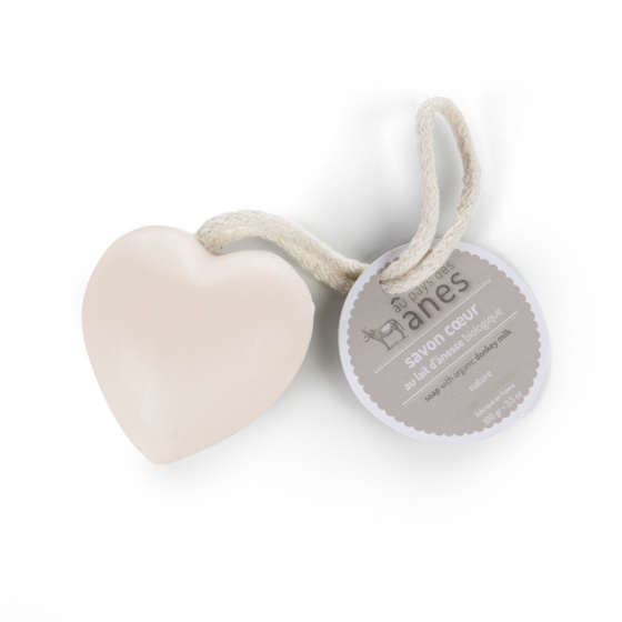 Savon cœur au lait d'ânesse bio Nature 100 g - Carton de 24 Savon cœur au lait d'ânesse bio Nature 100 g - Carton de 24