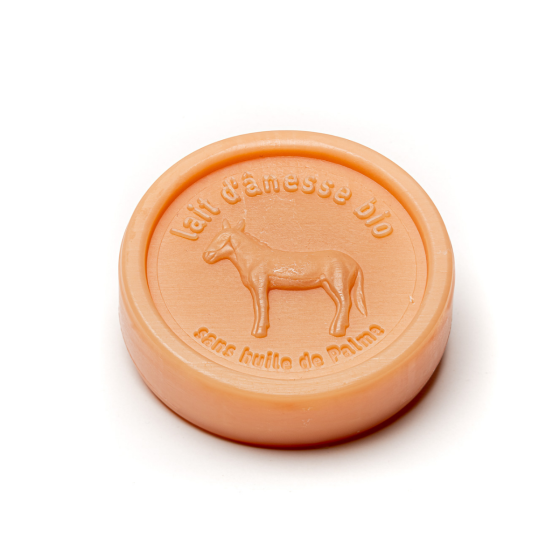 Savon rond sans huile de palme au lait d'ânesse bio Melon 100g - Carton de 24 Savon rond sans huile de palme au lait d'ânesse bio Melon 100g - Carton de 24