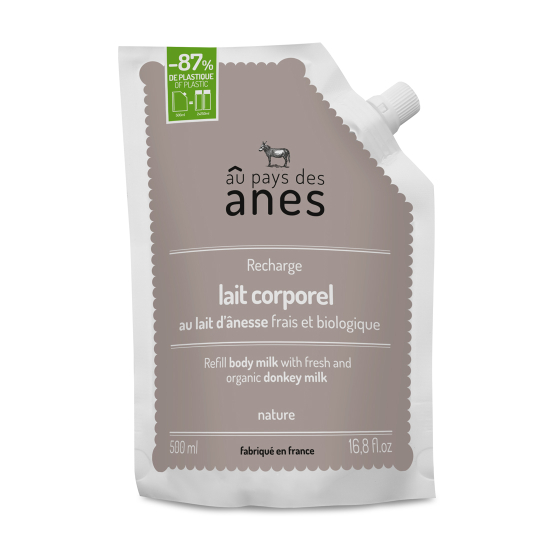 Recharge lait corporel au lait d'ânesse frais et biologique Nature 500ml