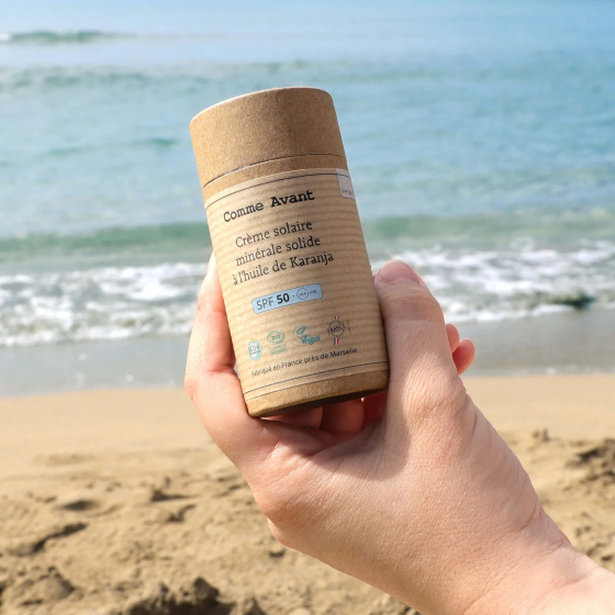 Crème solaire solide pour le corps SPF50 à l'huile de karanja 80g