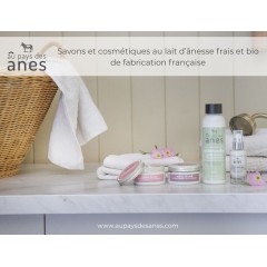 Affiche PLV savons et cosmétiques au lait d'ânesse gamme visage